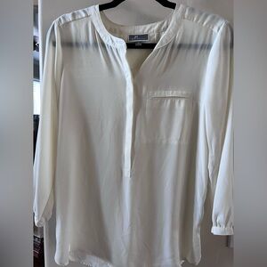 JM Collection Cream Casual Button Down Shirt